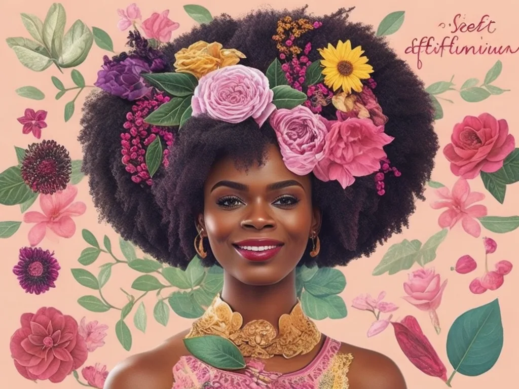Affirmations - Beautiful black Woman with flowers in her hair