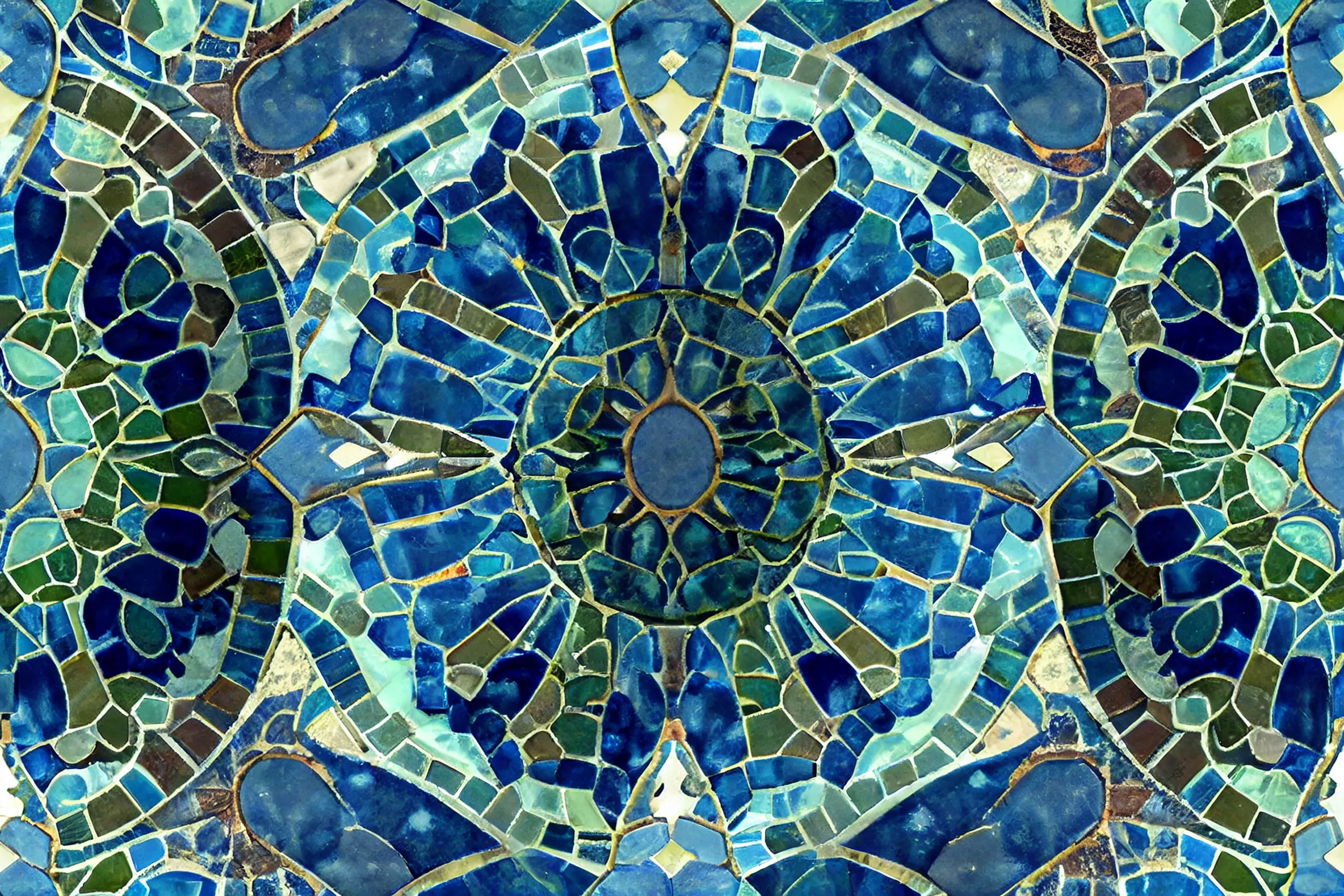 Colorful mosaic backdrop with geometric shaped tiles ,generative artificial intelligence