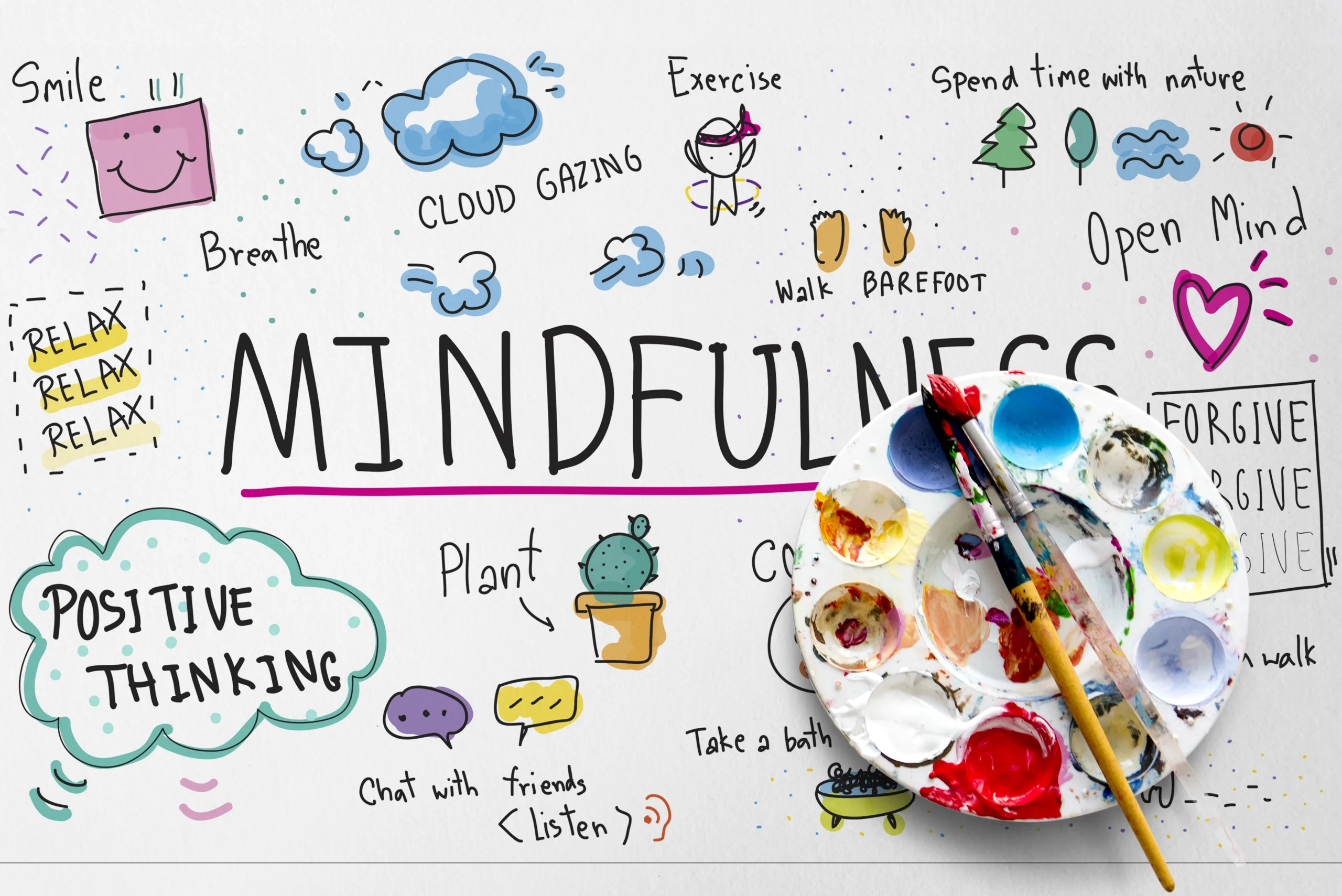 Modern Illustration of mindfulness leisure art activity